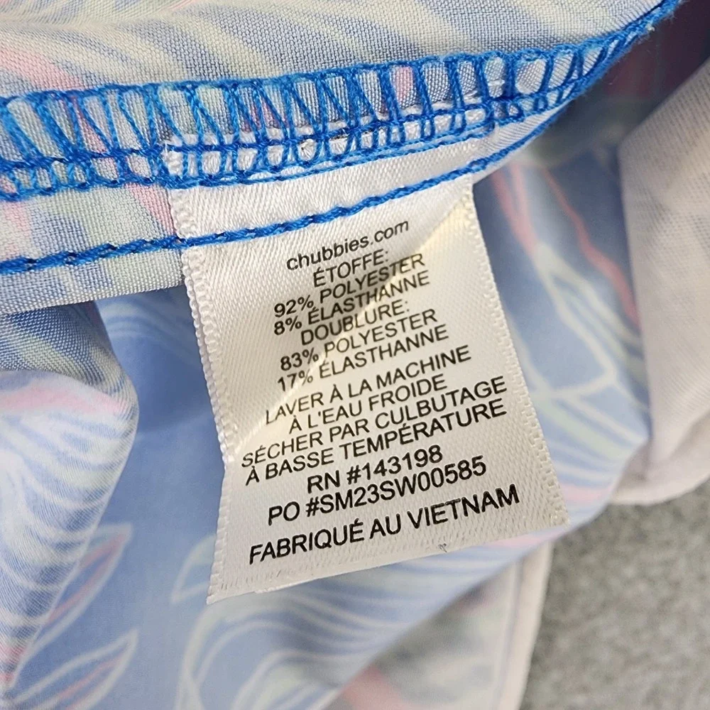 Chubbies Mens M Swim Trunks Tropical Leaves Beach Colorful 5.5